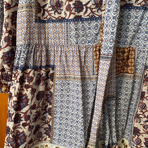 ZARA Patchwork Belted SHIRT DRESS - Picture 4 of 9